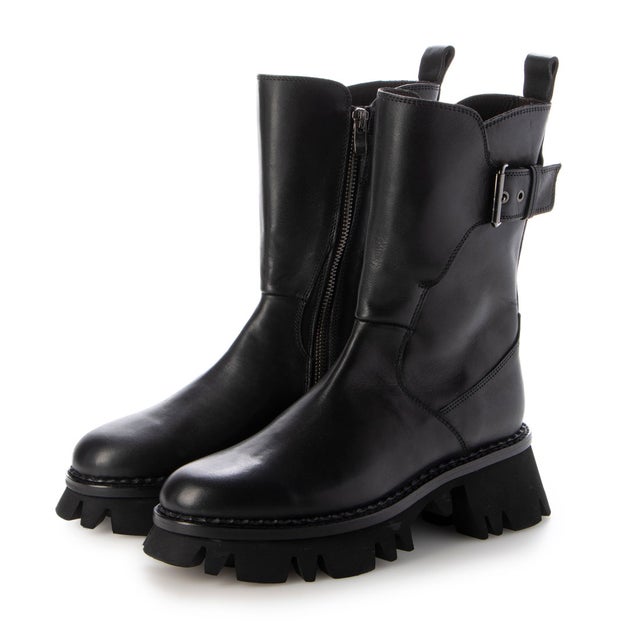 SAYA 【本革】ソフトレザーエンジニアブーツ(ブラック) -【公式】ラボ