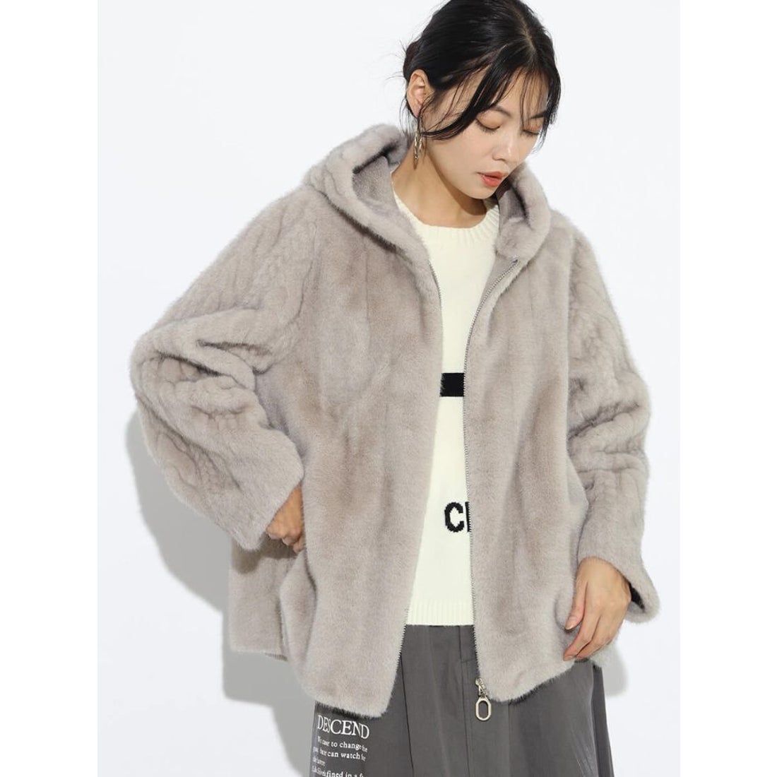 スコットクラブ SCOTCLUB ケーブルデザインフェイクファーブルゾン