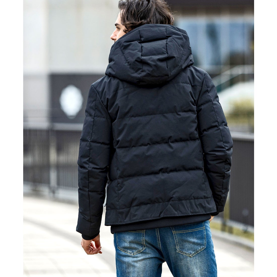 AKM Contemporary スタンドネック レイヤード ダウンジャケット(保温性