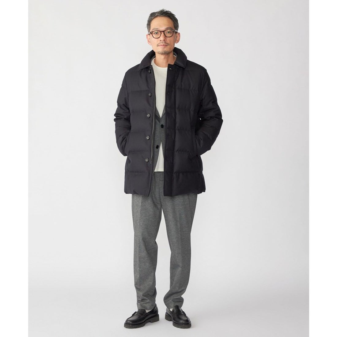 シップス SHIPS SHIPS: ウール ダウン ピーコート （ブラック