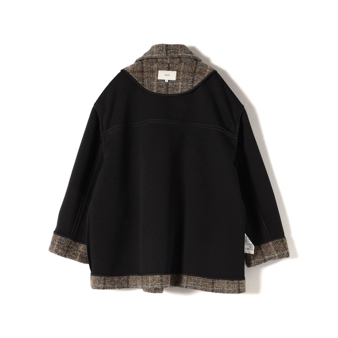 シップス SHIPS スライバー チェック ショート Pコート （ブラック
