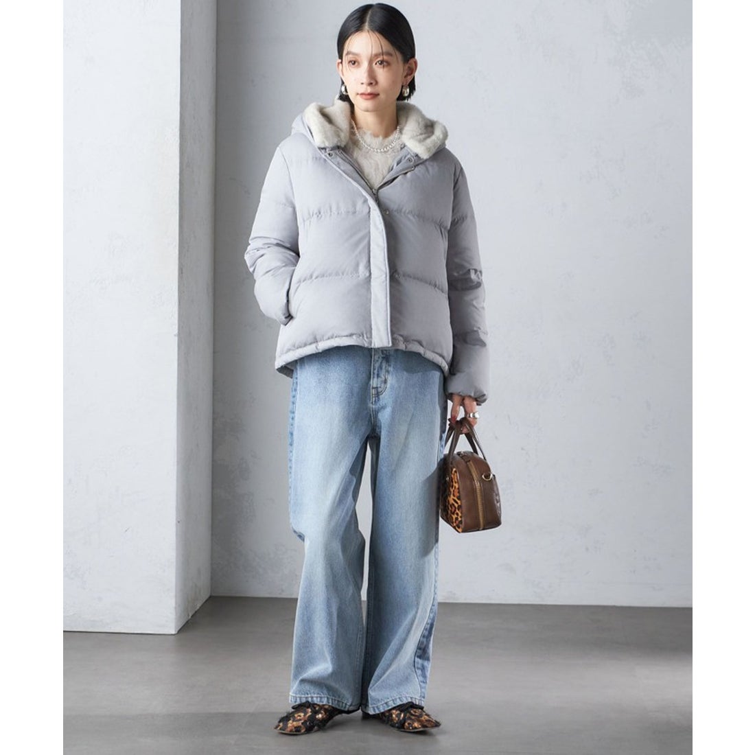 シップス SHIPS ファー付 ダウンコート （ライトグレー