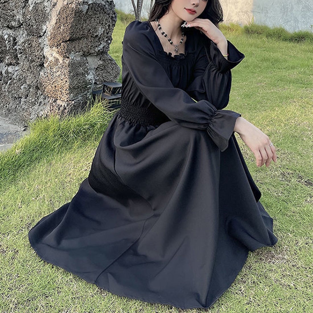 ショッピングゴー shoppinggo ワンピース 長袖 ボートネック ロング