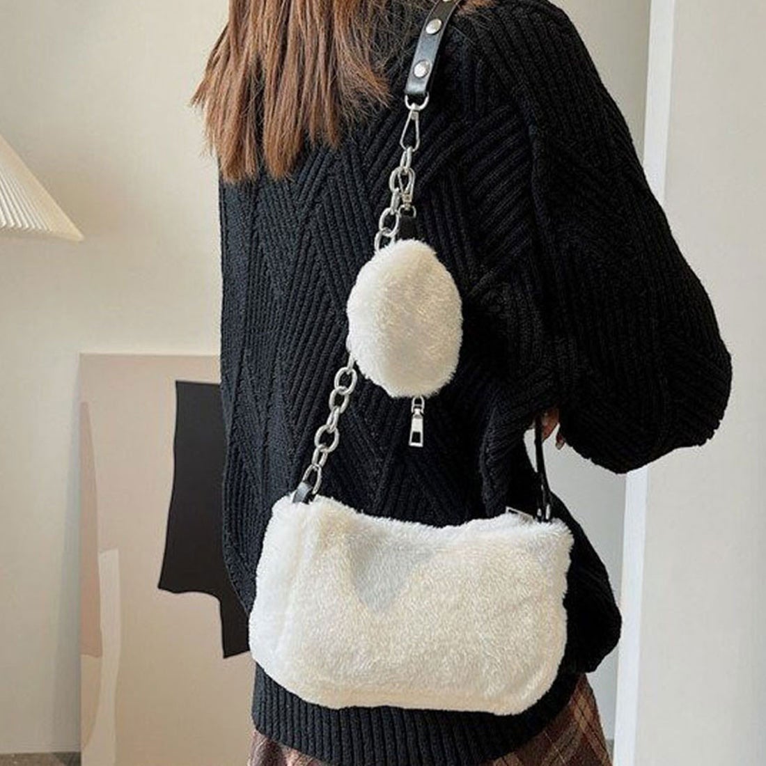 ショッピングゴー shoppinggo ポーチ付き ファーバッグ 2点セット ミニ