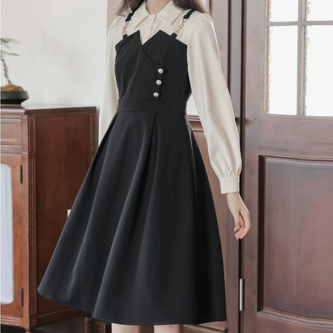 ショッピングゴー shoppinggo ワンピース Vネック ロングフレア