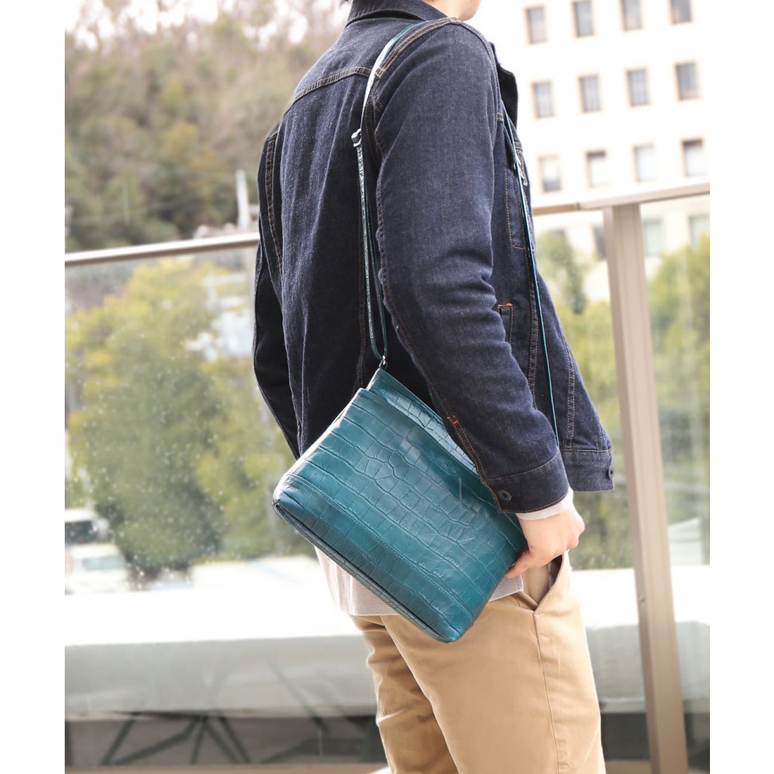 ジャマレ Jamale [Jamale]牛革クロコ型押しショルダー バッグ日本製