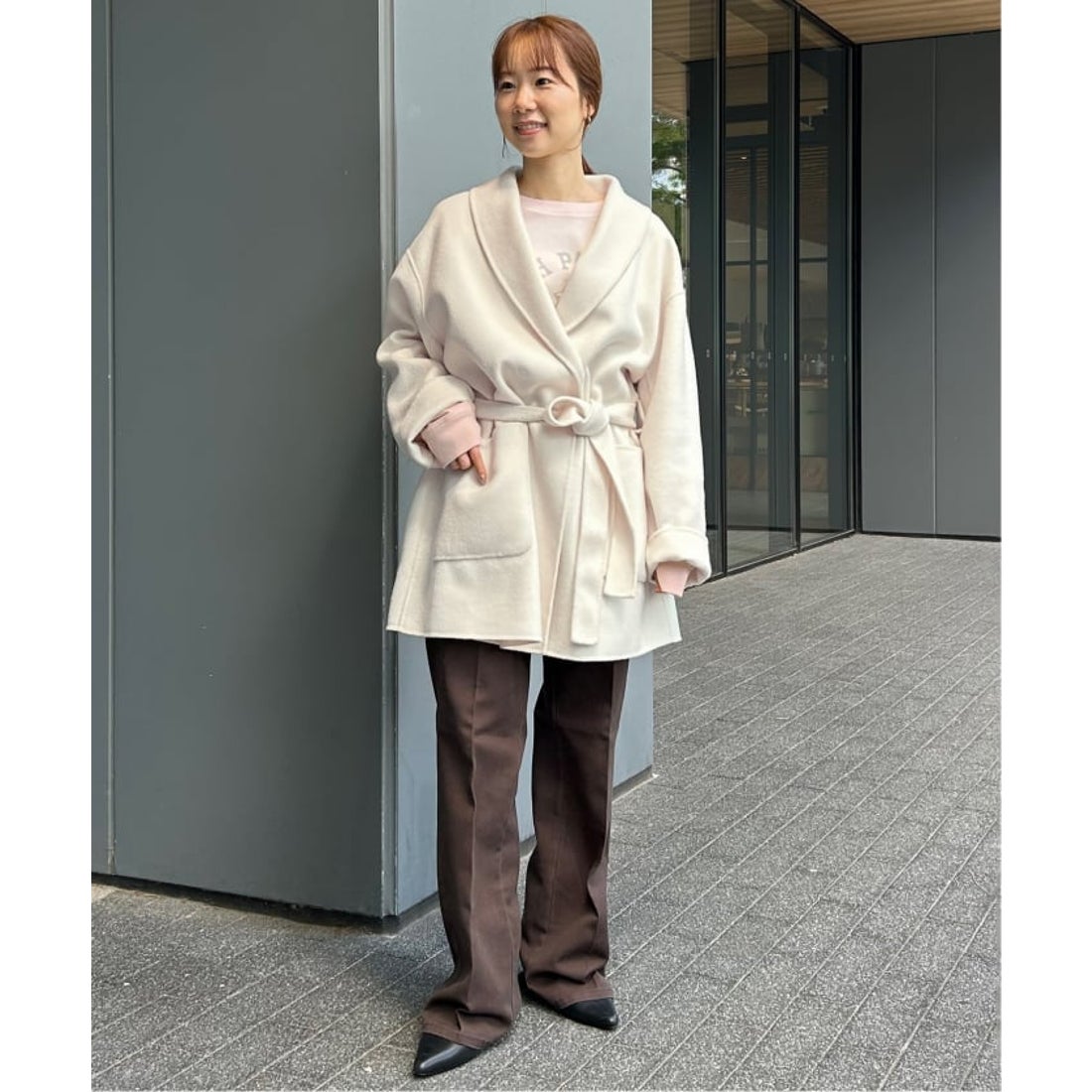 スローブ イエナ SLOBE IENA SUPER140 ダブルフェイスベルテッドコート