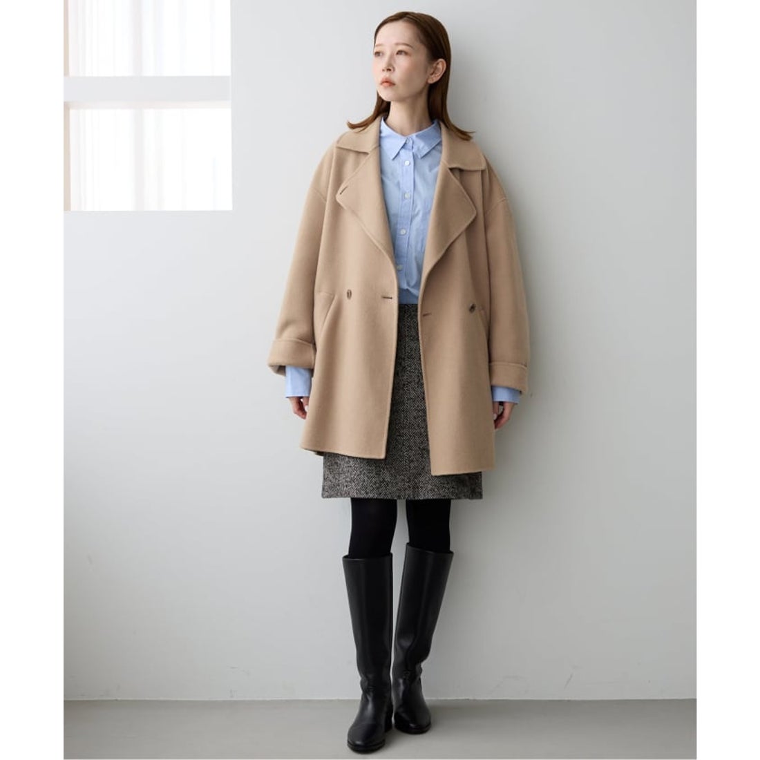 スローブ イエナ SLOBE IENA souple wool ダブルフェイスミドルコート