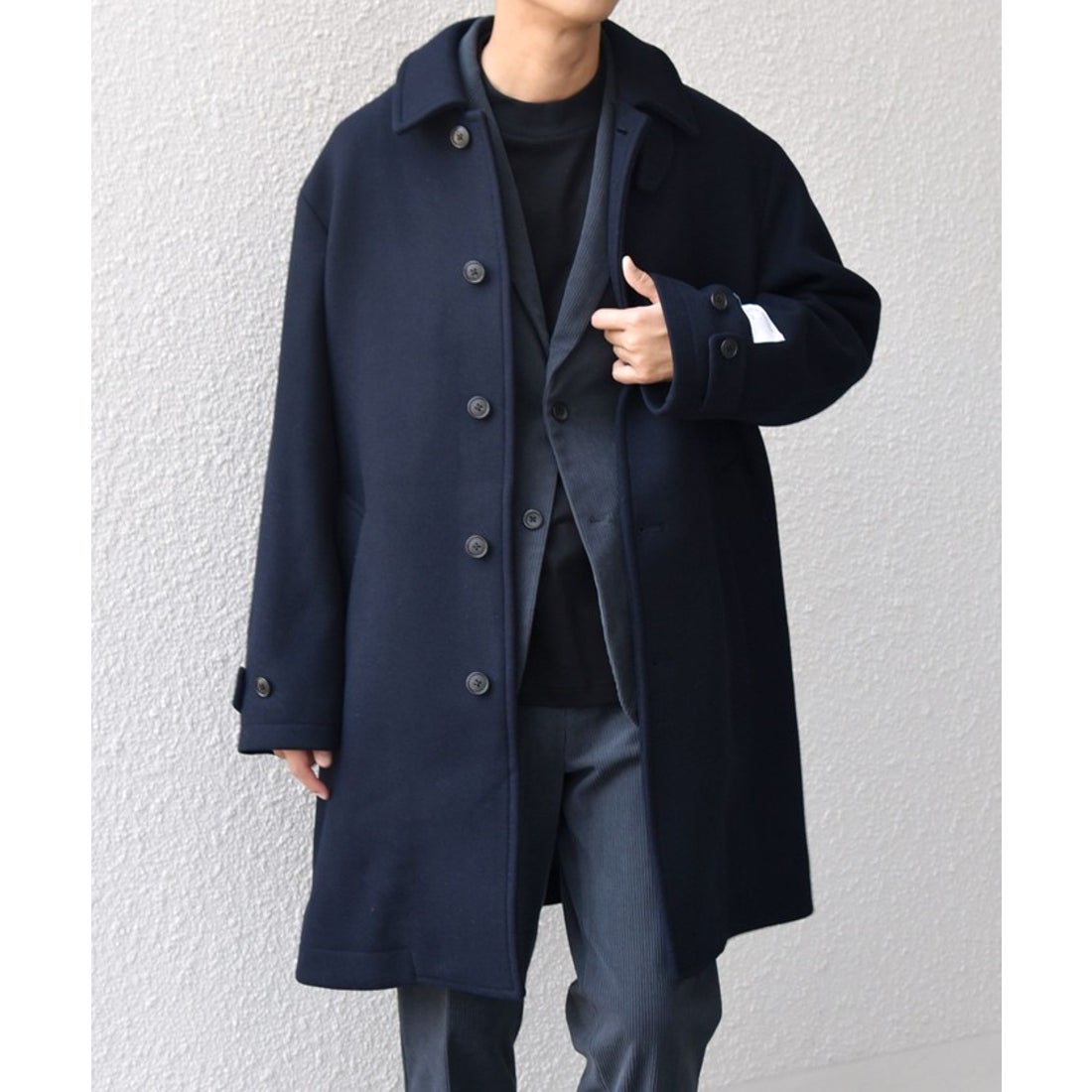 yaeca ウール ステンカラーコート M ネイビー YAECA ステンカラー