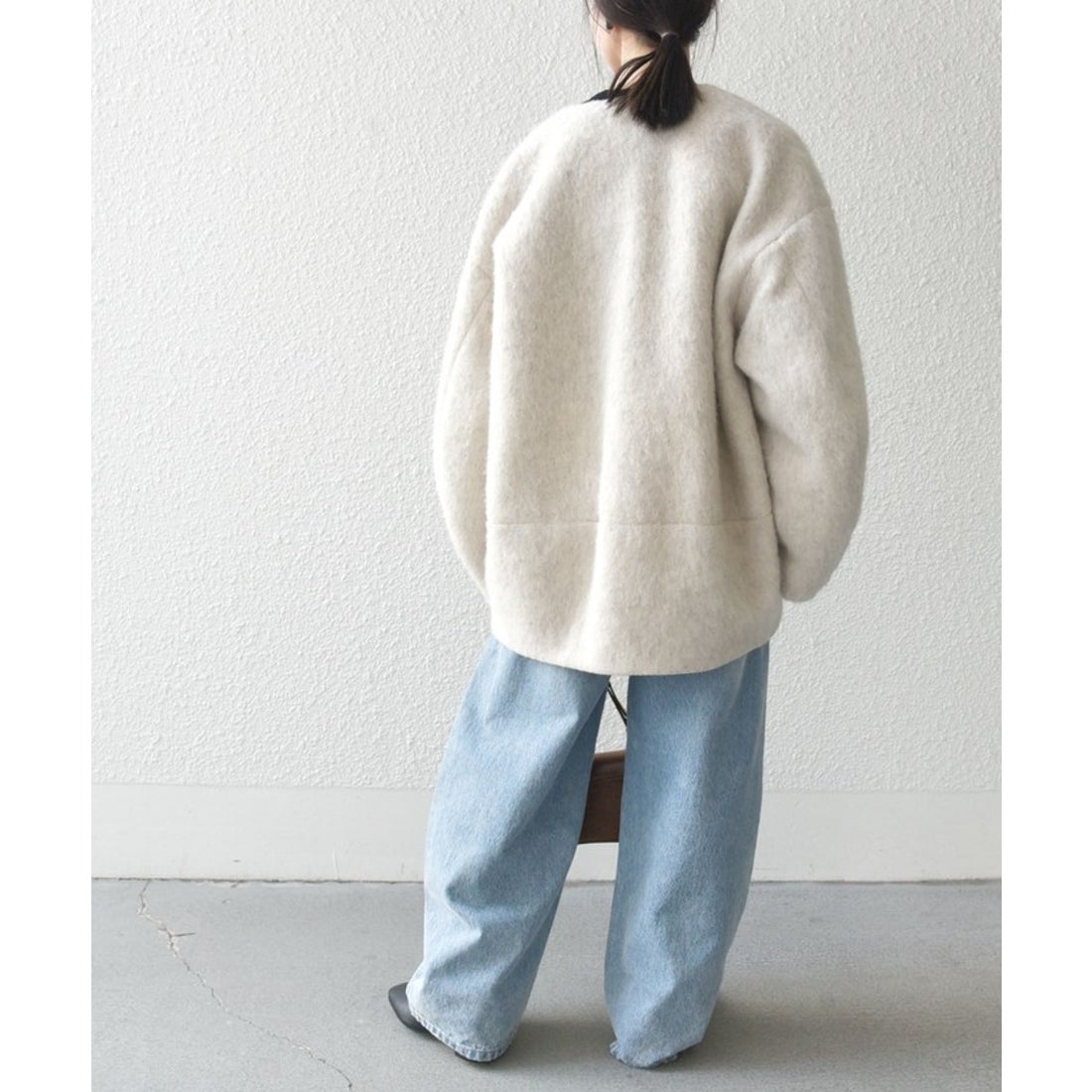 シップス エニィ SHIPS any SHIPS any: シャギー ノーカラー コクーン