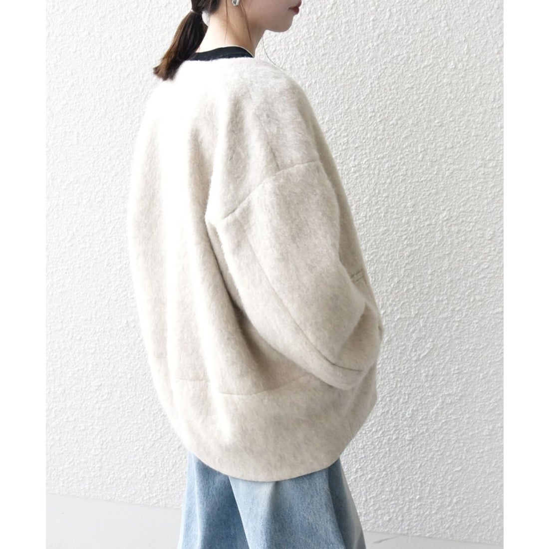 シップス エニィ SHIPS any SHIPS any: シャギー ノーカラー コクーン