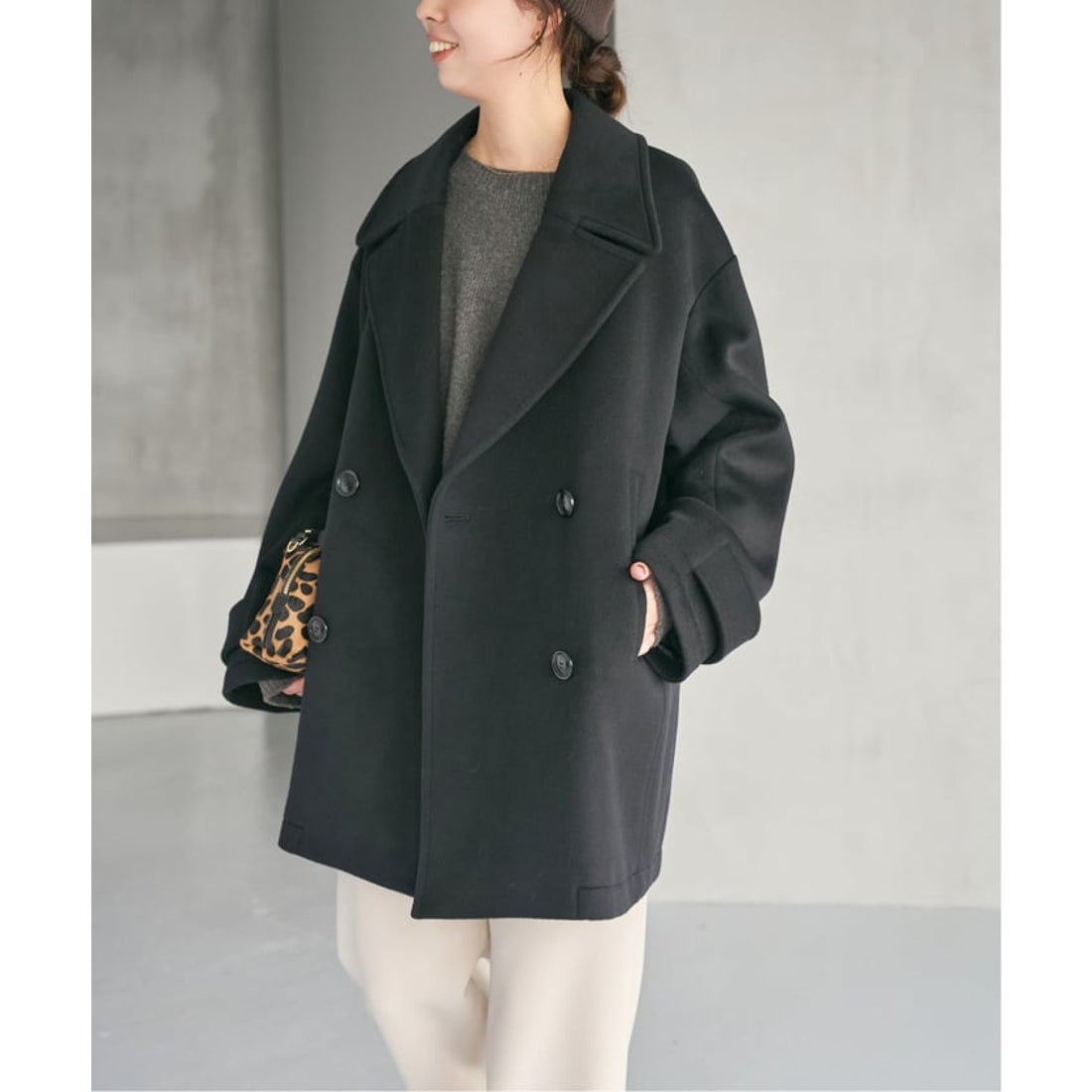 スピック＆スパン Spick & Span S160ビーバーPコート （ブラック