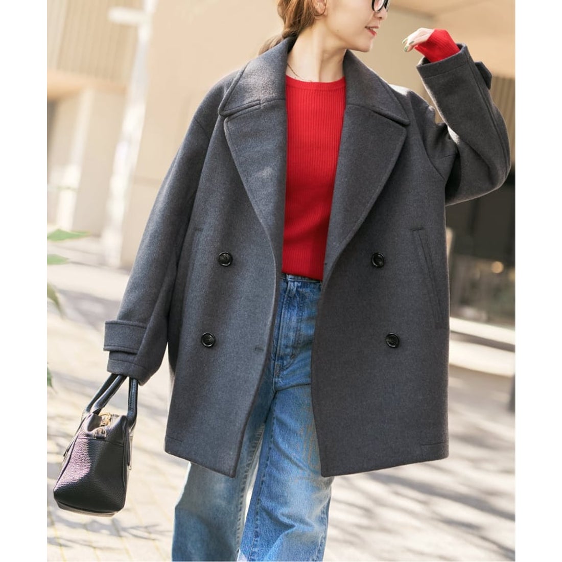 スピック＆スパン Spick & Span S160ビーバーPコート （グレー