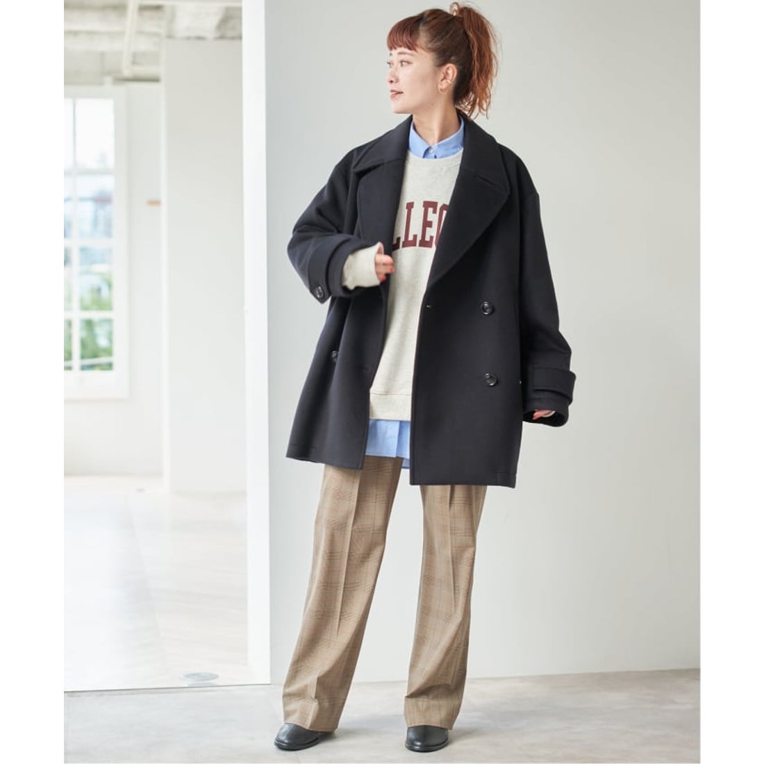 スピック＆スパン Spick & Span S160ビーバーPコート （グレー