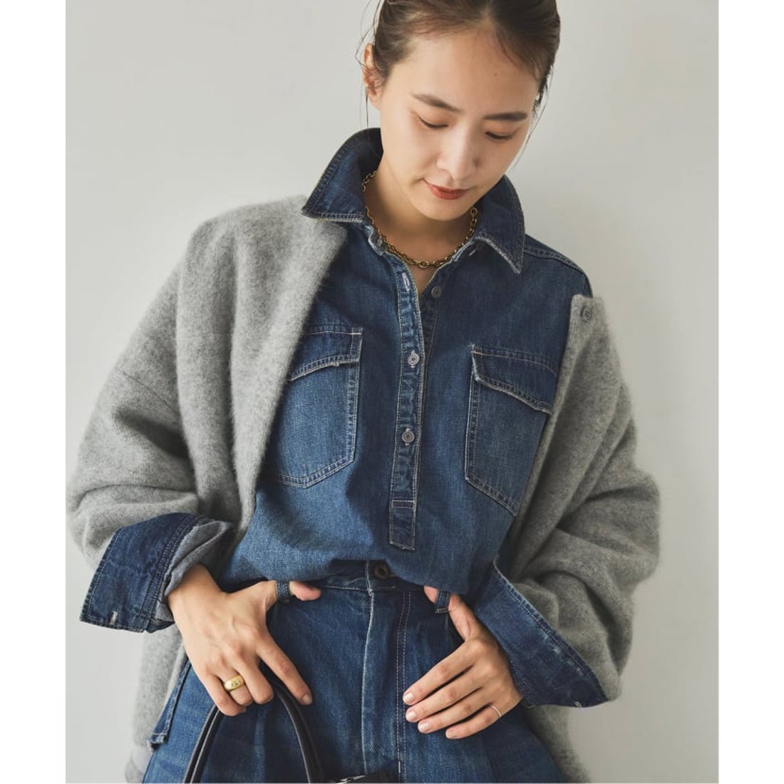 スピック＆スパン Spick & Span 5 1/2 PULLOVER SHIRT （サックス