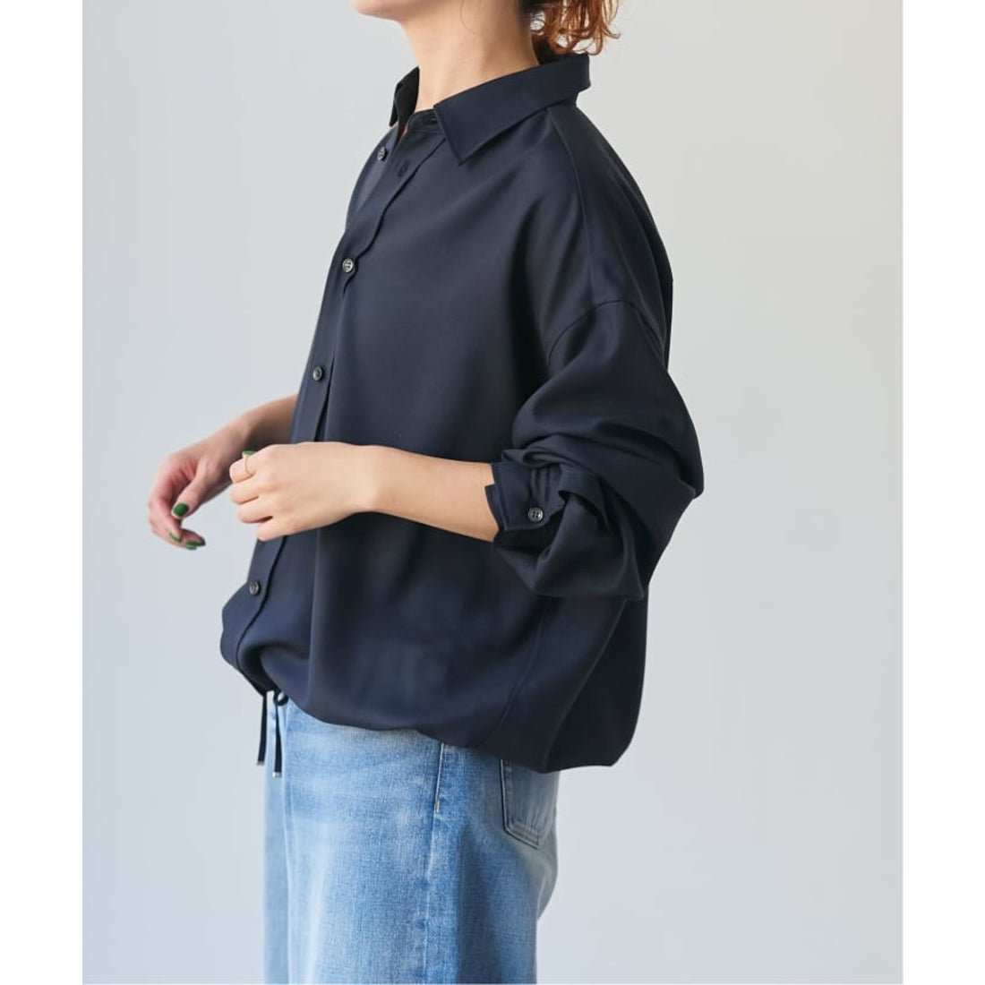 スピック＆スパン Spick & Span ウールライクヘムギャザーシャツ