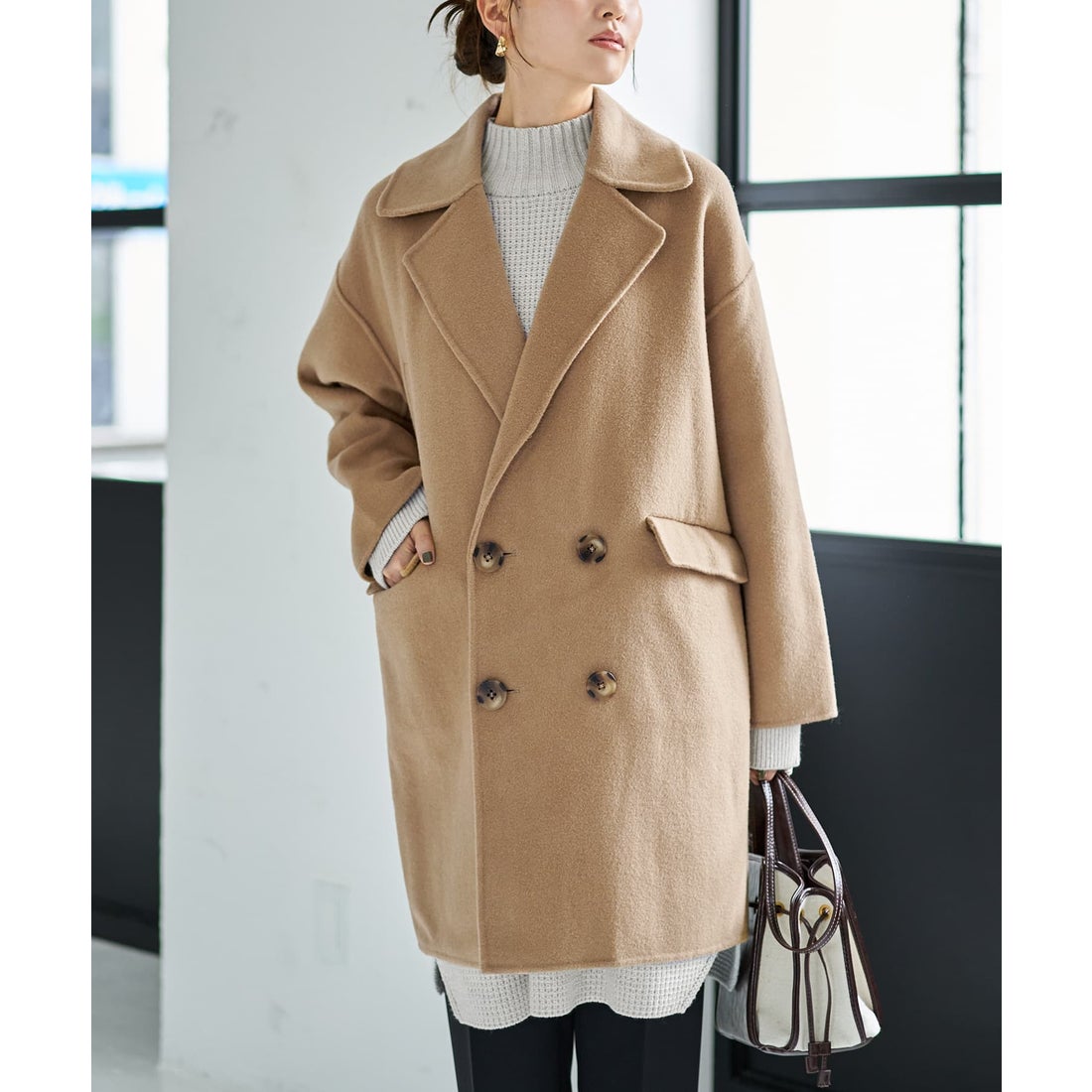 スタイルデリ STYLE DELI 【LUXE】ミドル丈リバーPコート （キャメル