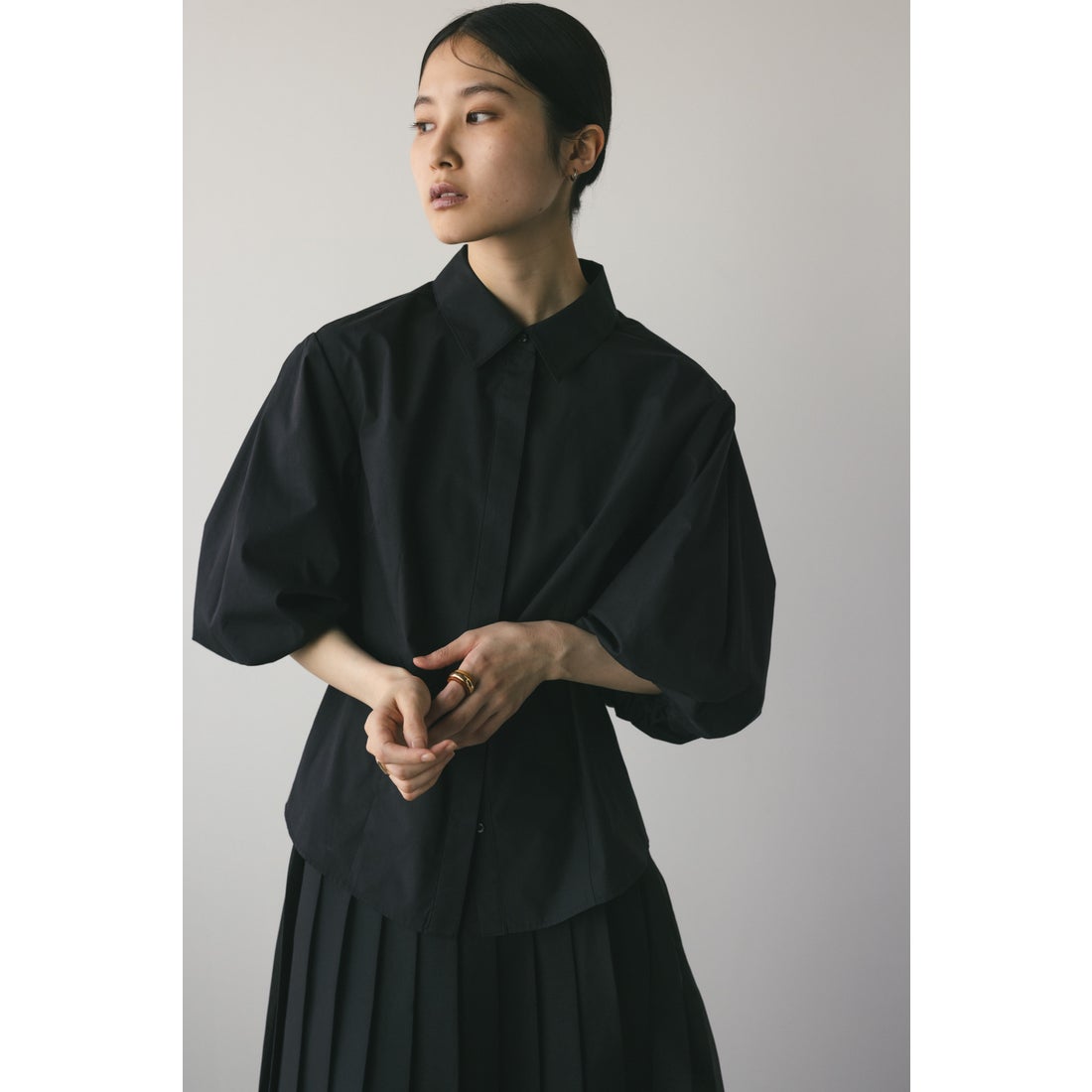 STYLEMIXER バルーンスリーブシャツ BLK -ファッション通販 FASHION WALKER