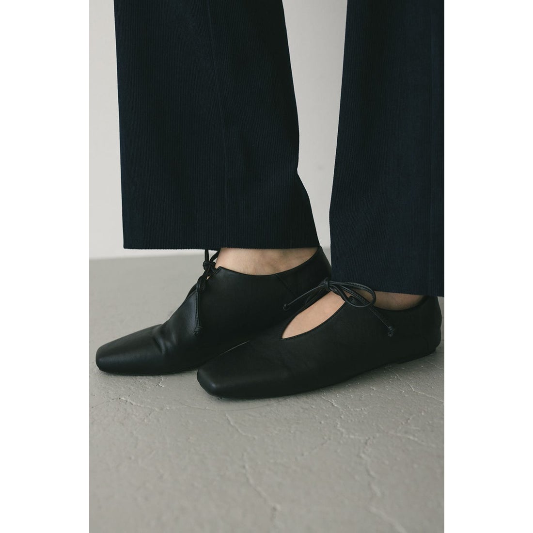 STYLEMIXER レースアップフラットシューズ BLK -ファッション通販