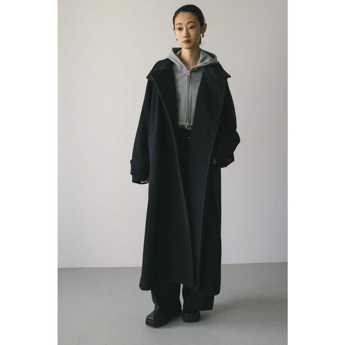 スタイルミキサー STYLEMIXER ダブルウールロングコート （BLK