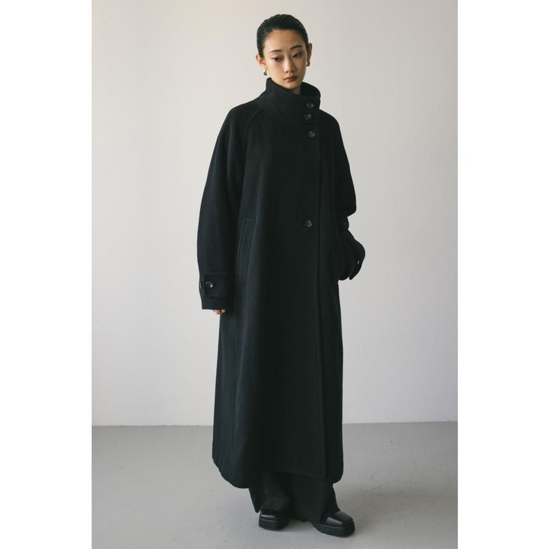 スタイルミキサー STYLEMIXER ダブルウールロングコート （BLK