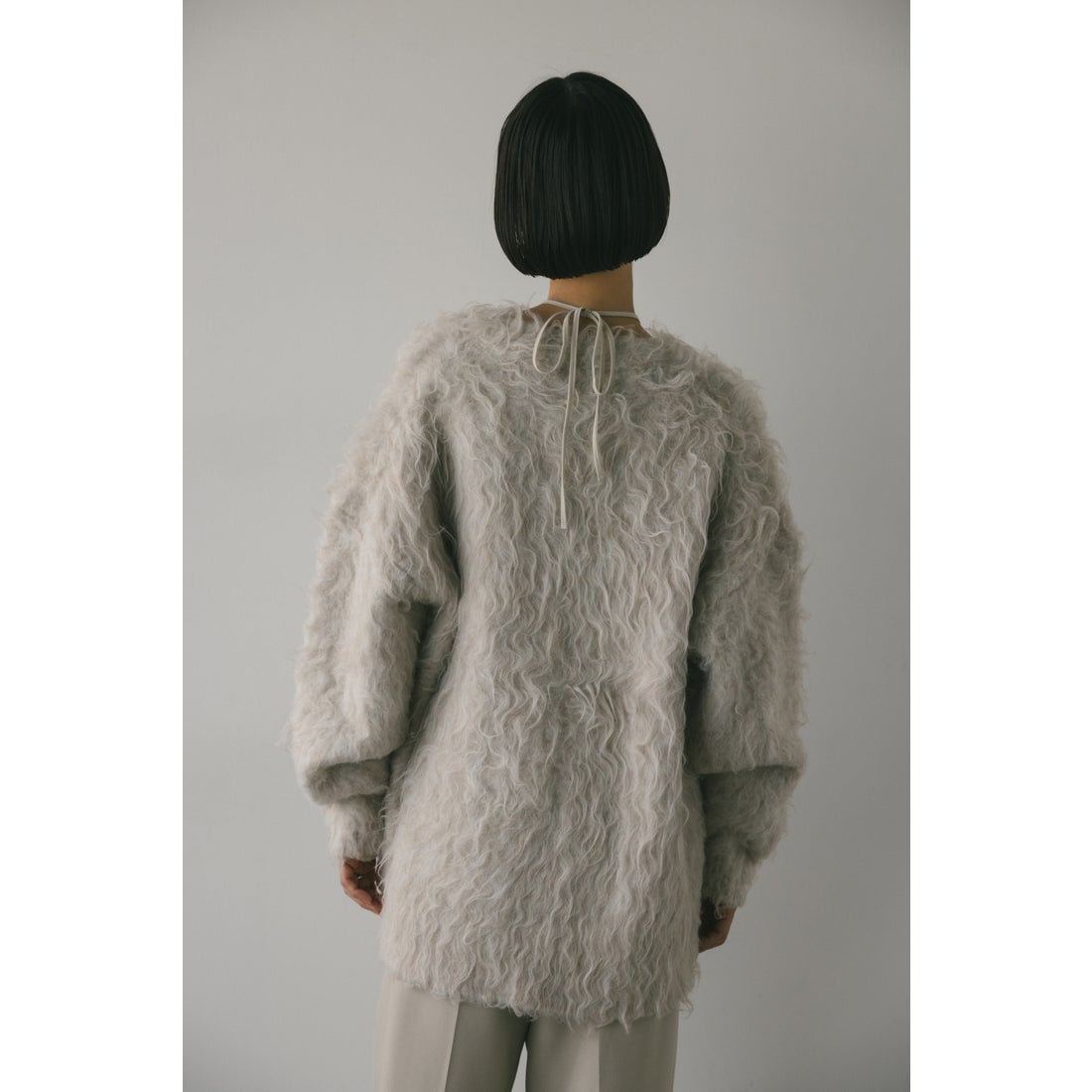 STYLEMIXER ヘアリーカールニットカーデ GRY -ファッション通販