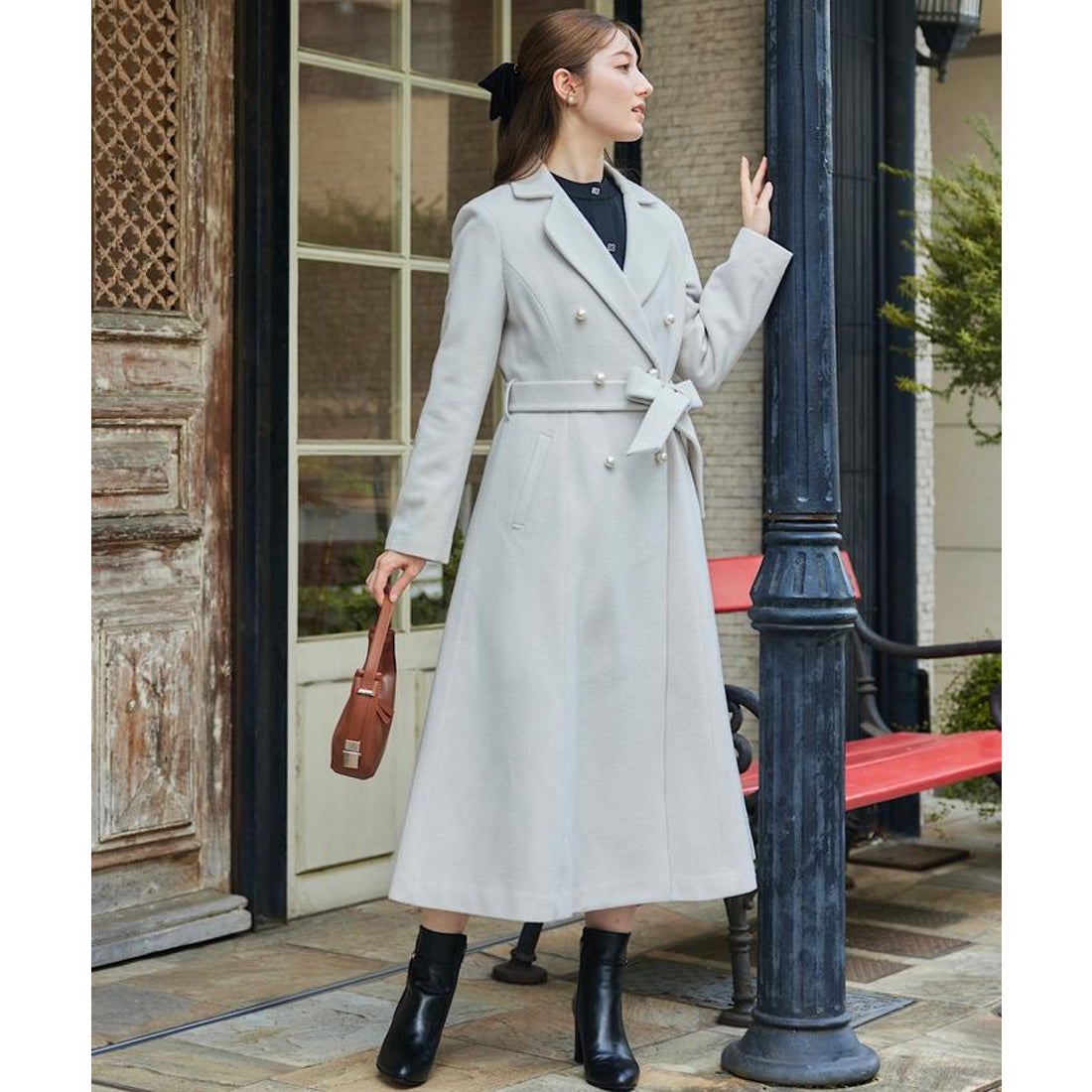 スウィングル SWINGLE パールボタンダブルチェスターロングウール