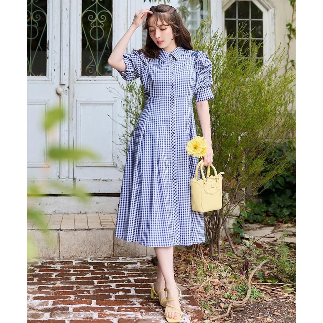 スウィングル SWINGLE ギンガムチェックドロストオープンショルダー