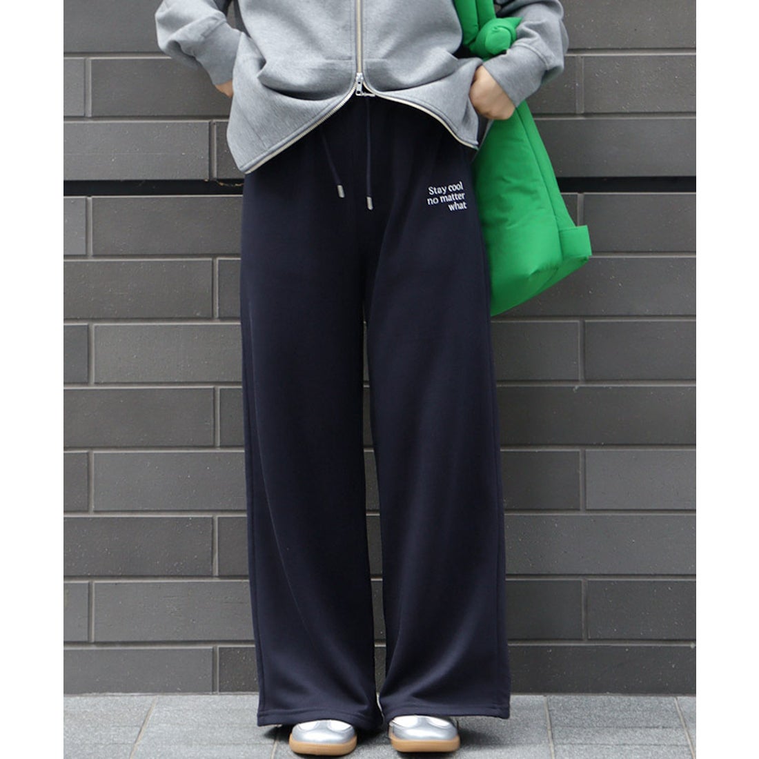 Pierrot 刺繍スウェットパンツ （ネイビー） -靴＆ファッション通販