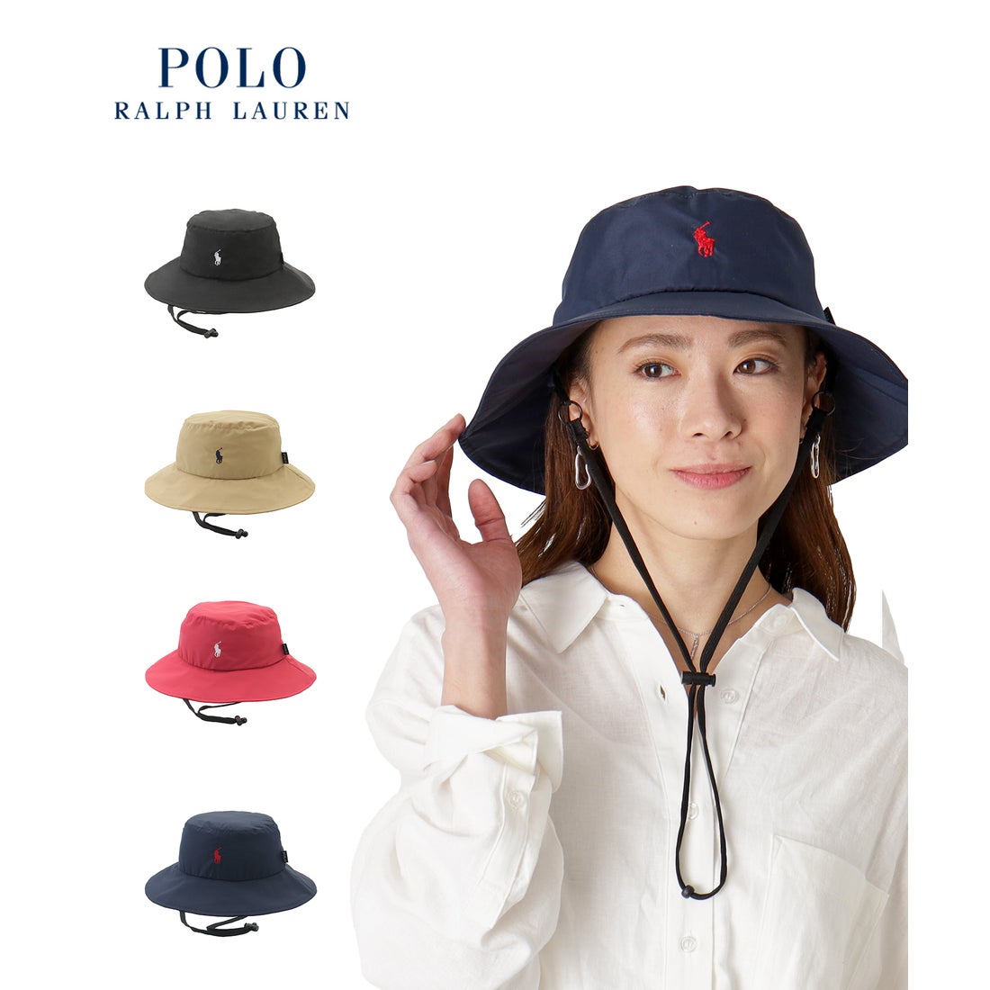 POLO RALPH LAUREN 【遮光レインハット】晴雨兼用帽子 ポロポニー ワン