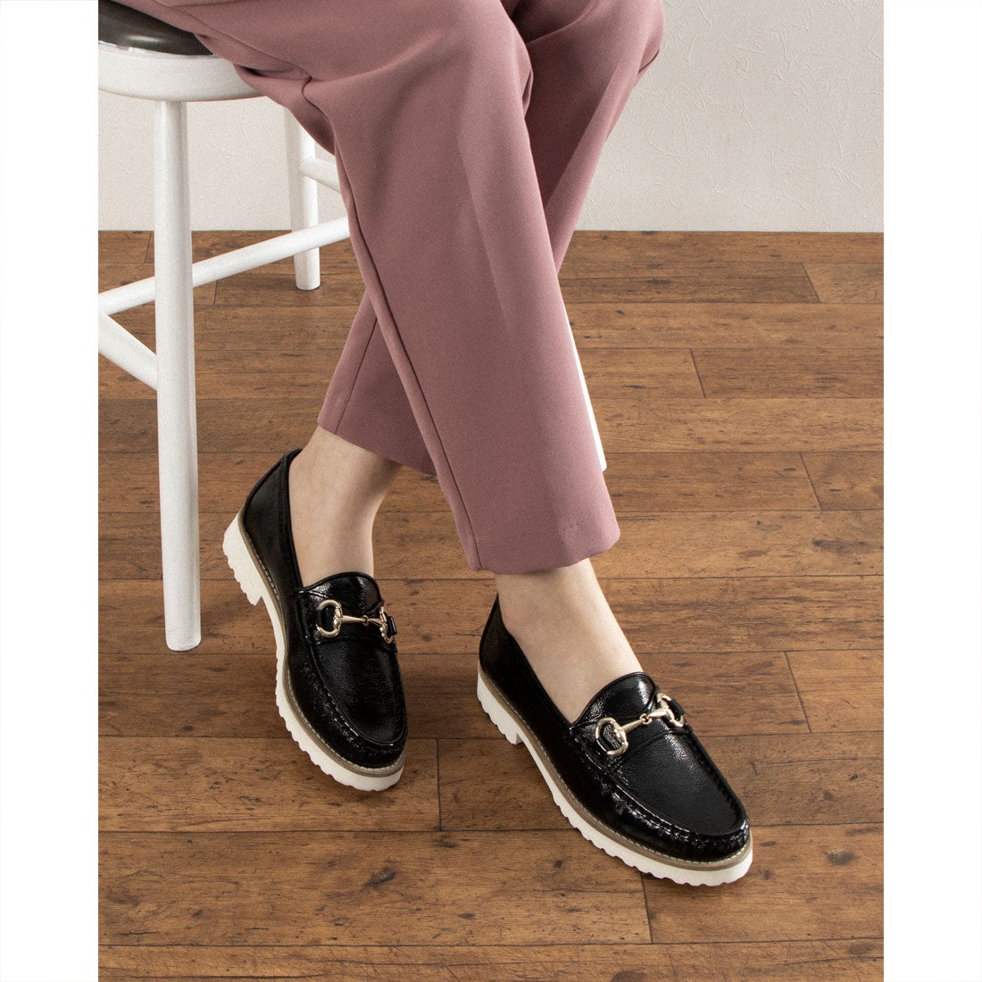 パスクッチ PASCUCCI ベーシックビットローファー （ホワイトエナメル