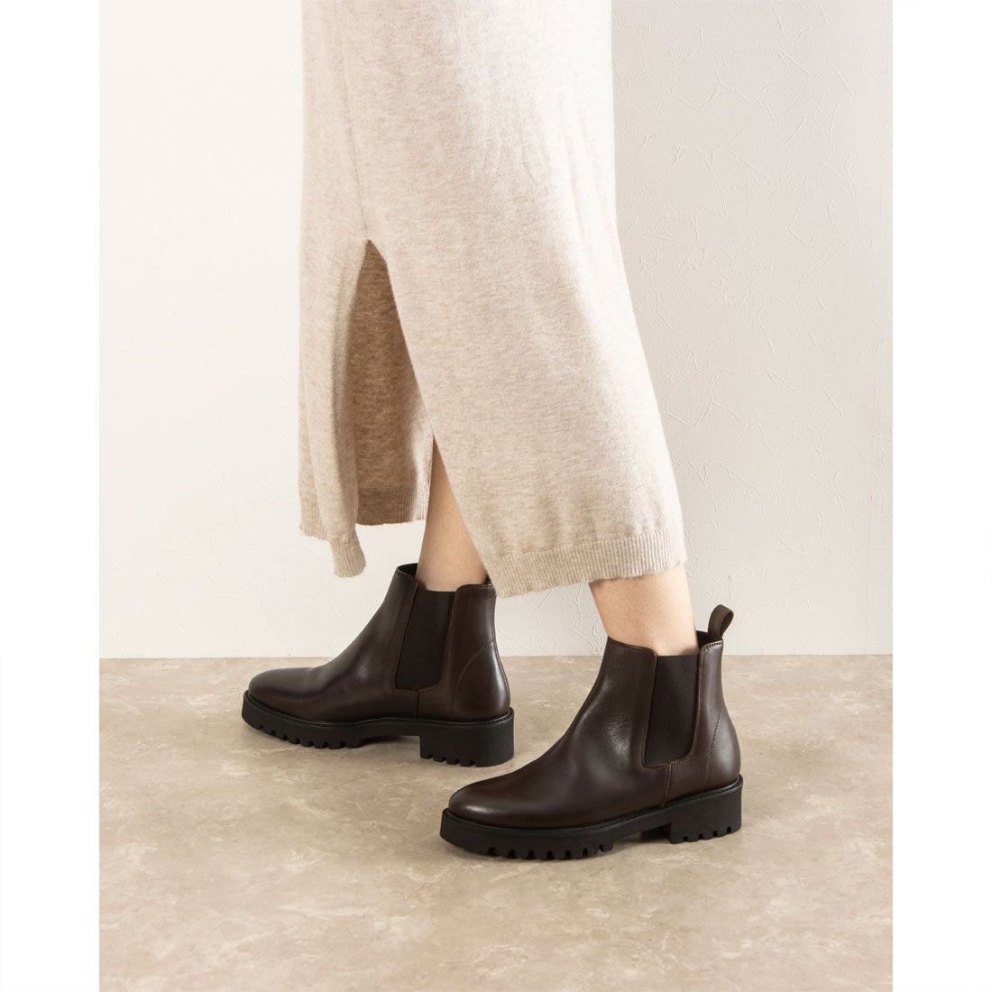 パスクッチ PASCUCCI ベーシックレザーサイドゴアショートブーツ