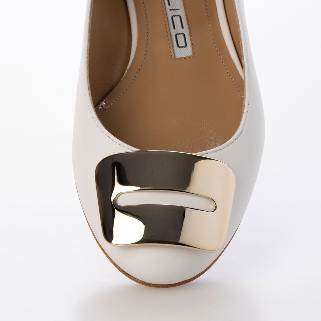 ペリーコ PELLICO GOLD ANELLI FIBBIA フラット パンプス （WHITE