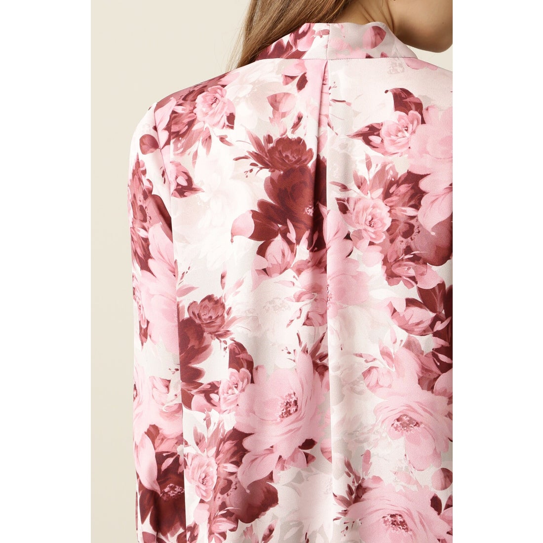 PINKY & DIANNE ◇ピオニープリントボウタイリボンブラウス ピンク1