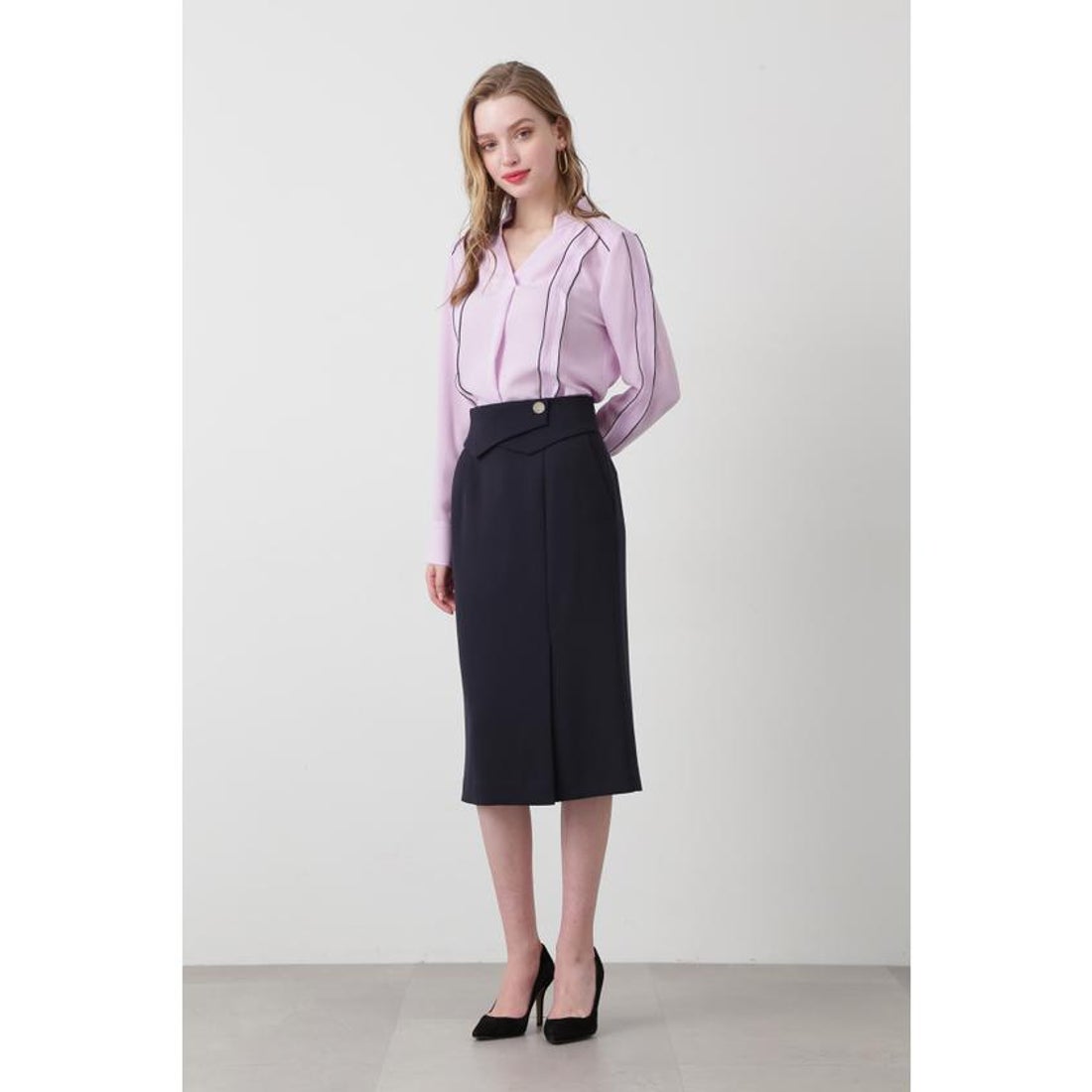 ピンキーアンドダイアン PINKY & DIANNE ◇バイカラーラインブラウス