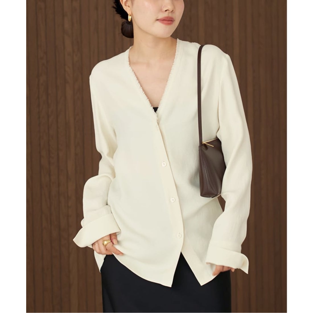 プラージュ Plage 《追加予約》R'IAM ノーカラーシャツ （ナチュラル