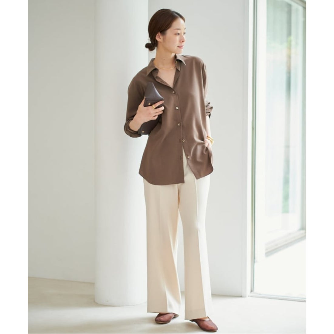 プラージュ Plage Sway Back Tuck シャツ （ブラウン） - ファッション