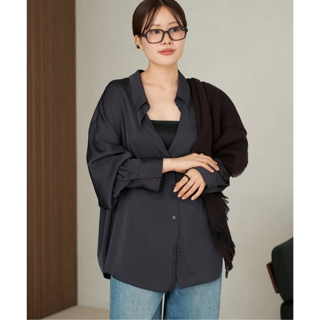 プラージュ Plage dull satin dolman ブラウス （ブラウン