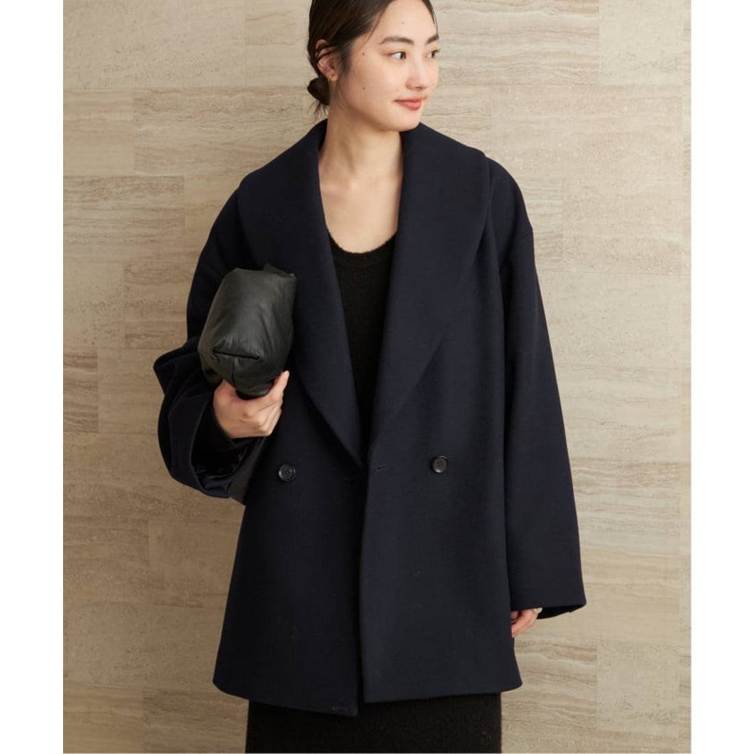 プラージュ Plage Double melton コート （ネイビー） - ファッション