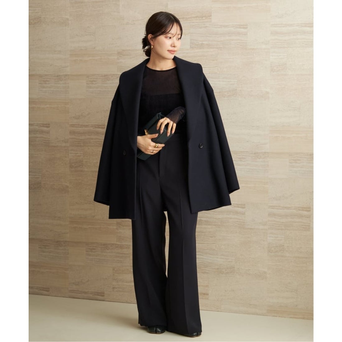 プラージュ Plage Double melton コート （ネイビー） - ファッション