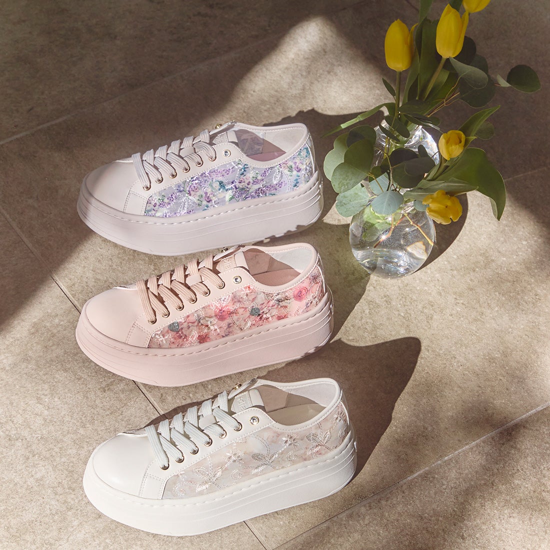 プラスダイアナ ＋diana 【軽量】プラットフォームスニーカー （ピンク