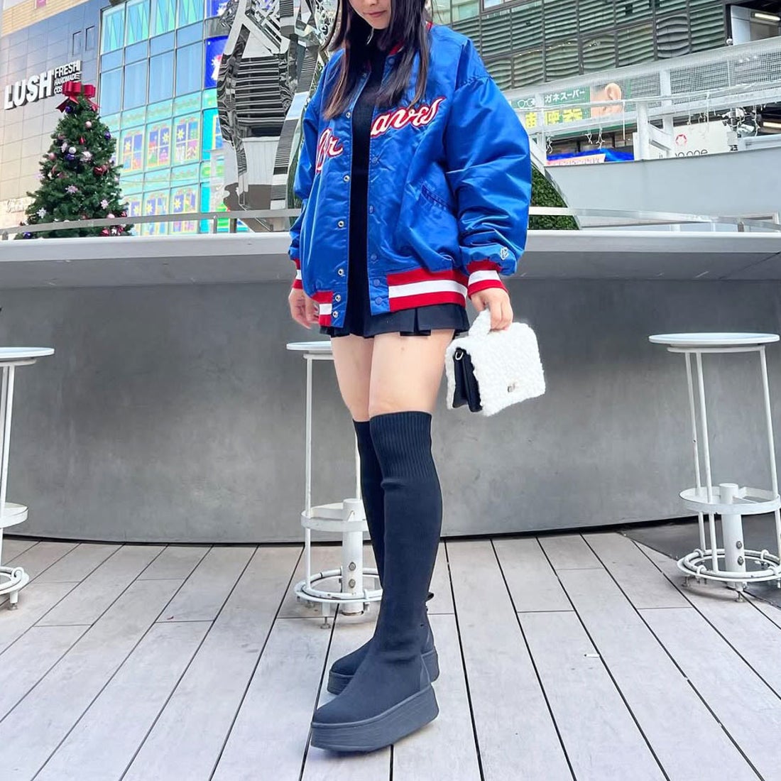 プラスダイアナ ＋diana 【撥水加工】ストレッチニーハイブーツ （黒