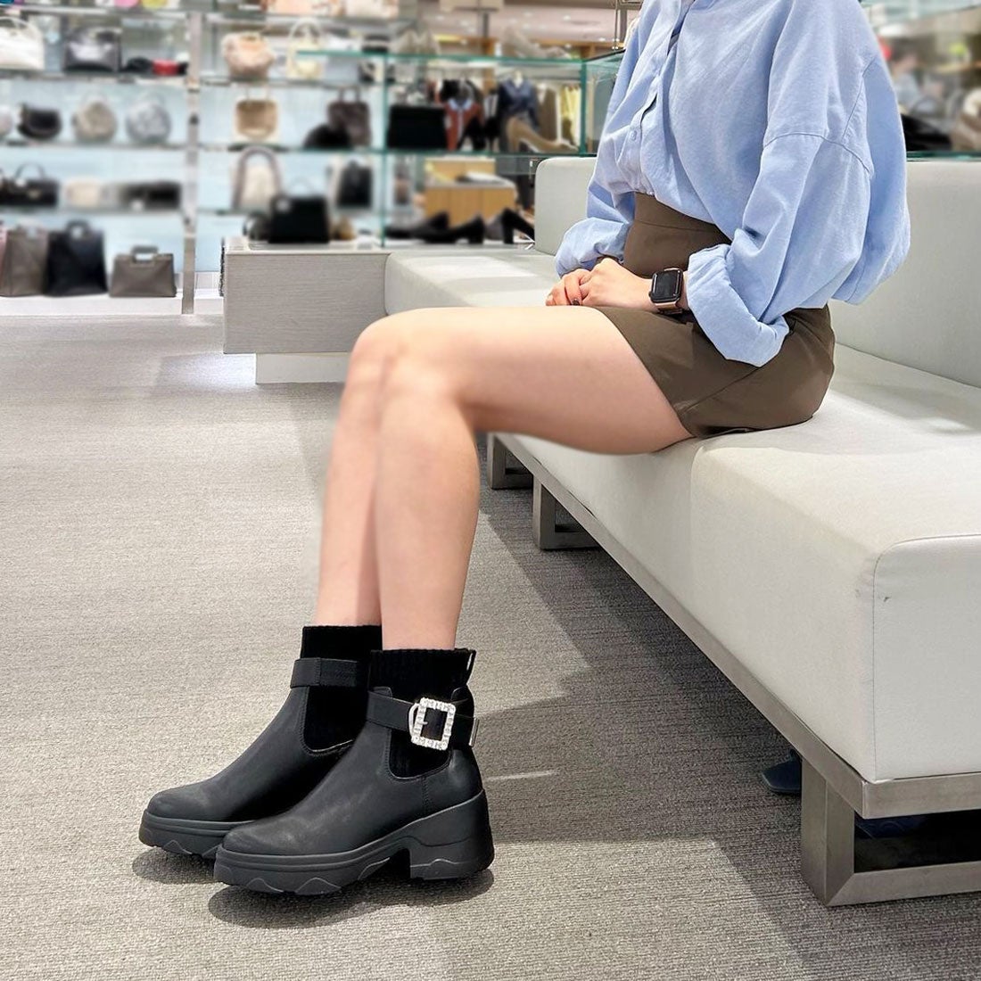 プラスダイアナ ＋diana 【撥水加工】クリスタルバックルショート