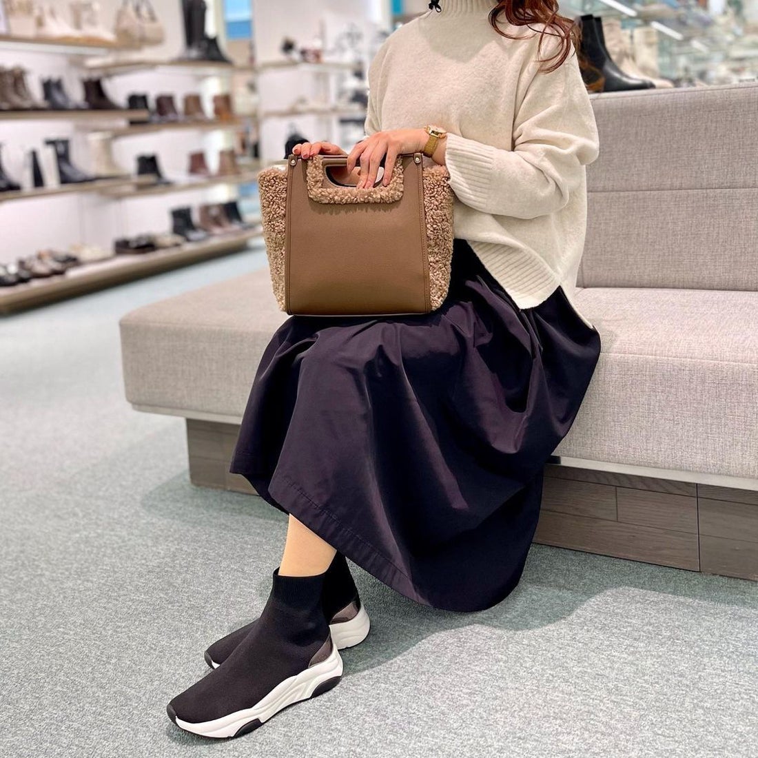 ＋diana プラスダイアナ +diana 軽量ニットソックススニーカーブーツ