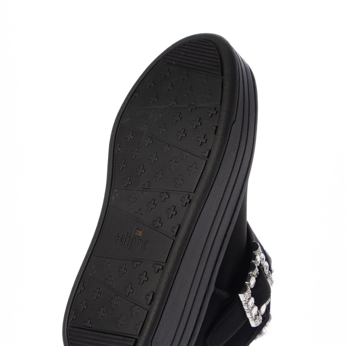 プラスダイアナ ＋diana 【軽量】厚底エコファーブーツ （黒人工