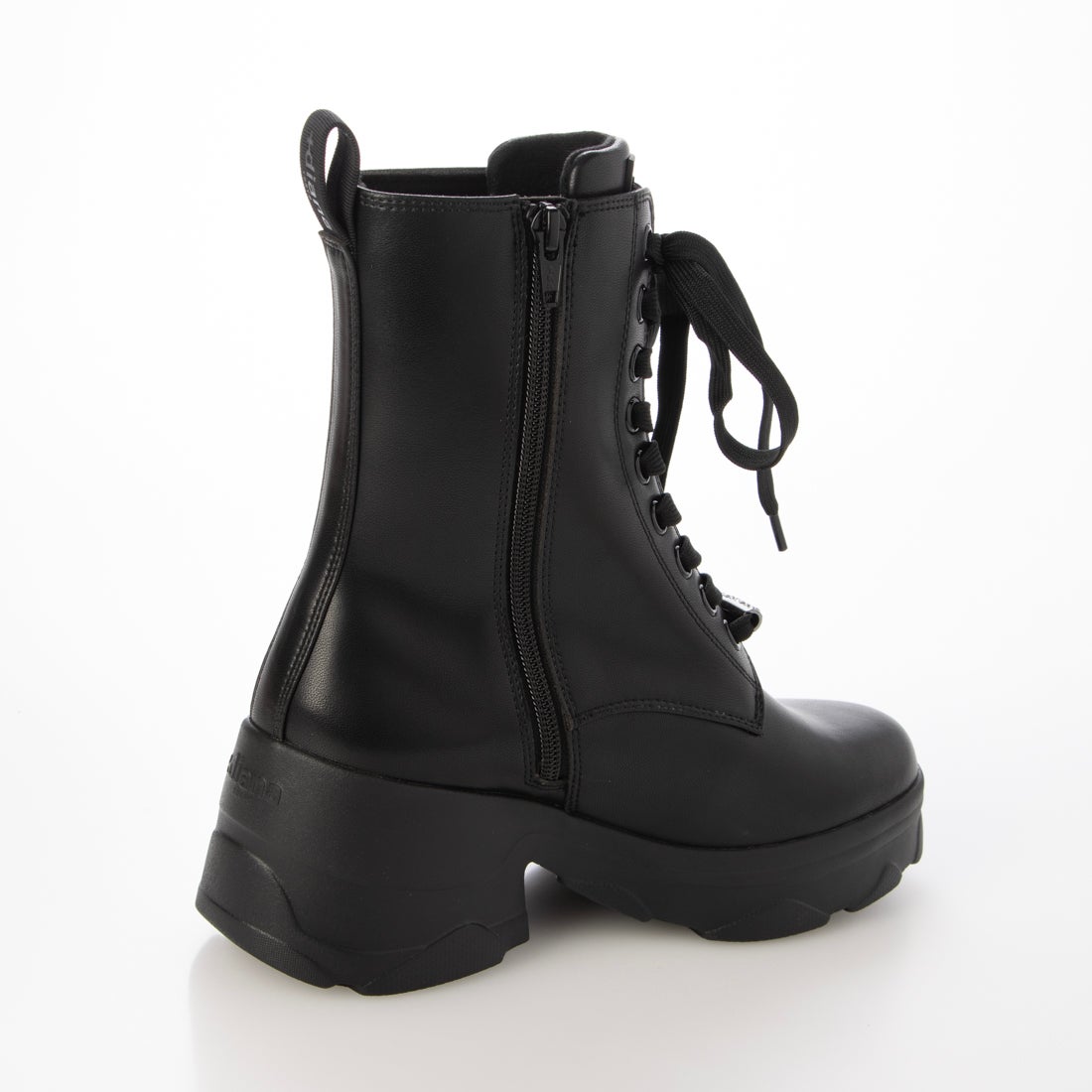 プラスダイアナ ＋diana 【軽量】厚底レースアップショートブーツ （黒