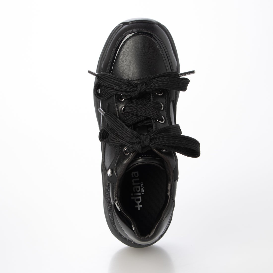 プラスダイアナ ＋diana ビジュー付き ダブルリボン厚底スニーカー