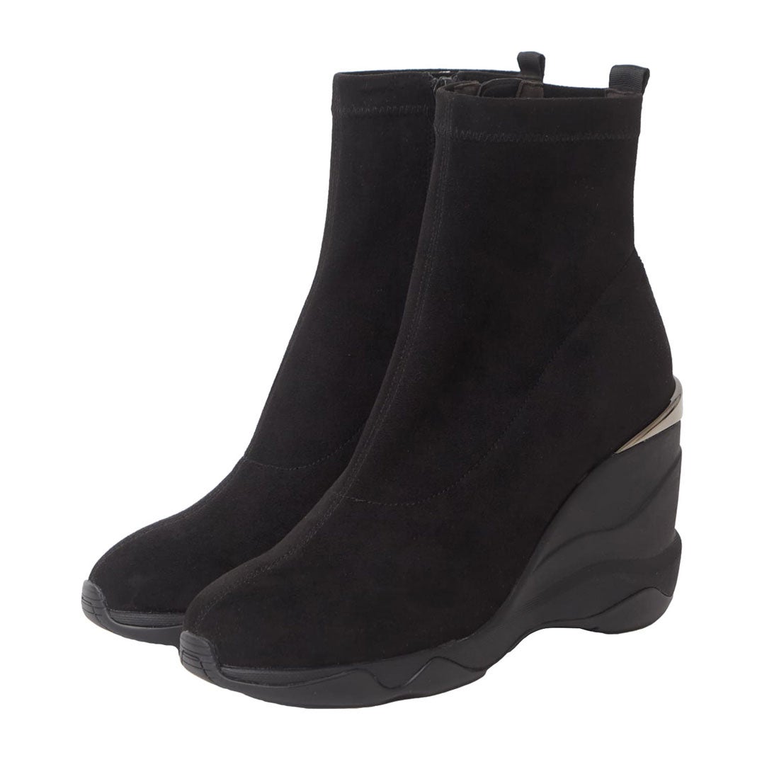 プラスダイアナ ＋diana 【9㎝】ウェッジソール ショートブーツ （黒