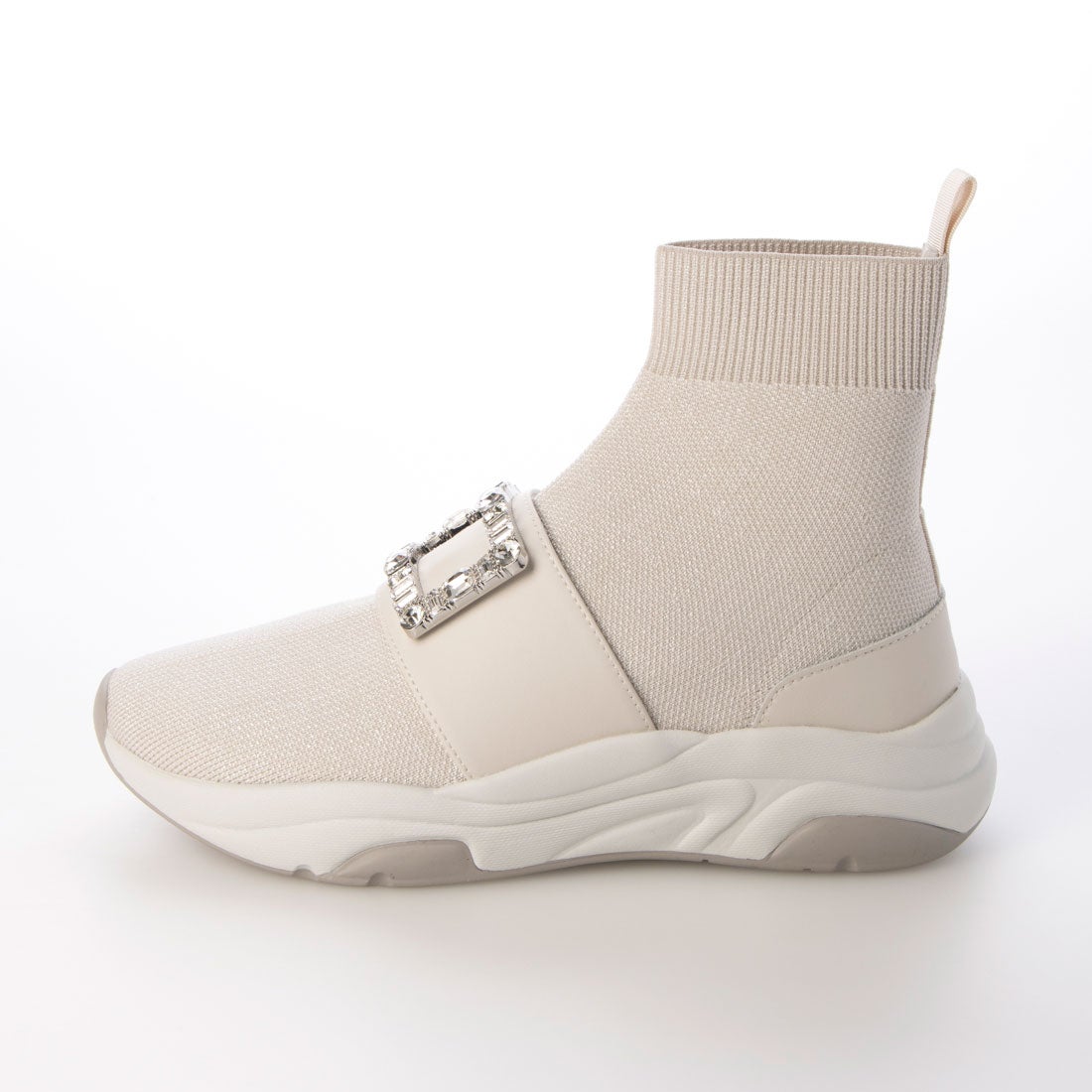 プラスダイアナ ＋diana 【ミドル丈】クリスタルバックル ニット