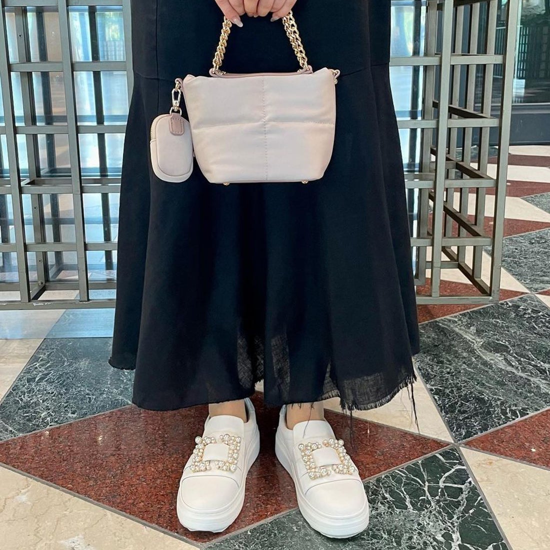 プラスダイアナ ＋diana 【軽量】パールバックルスリッポン （白人工